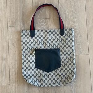 Vintage Large Gucci Navy GG Supreme Monogram Tote